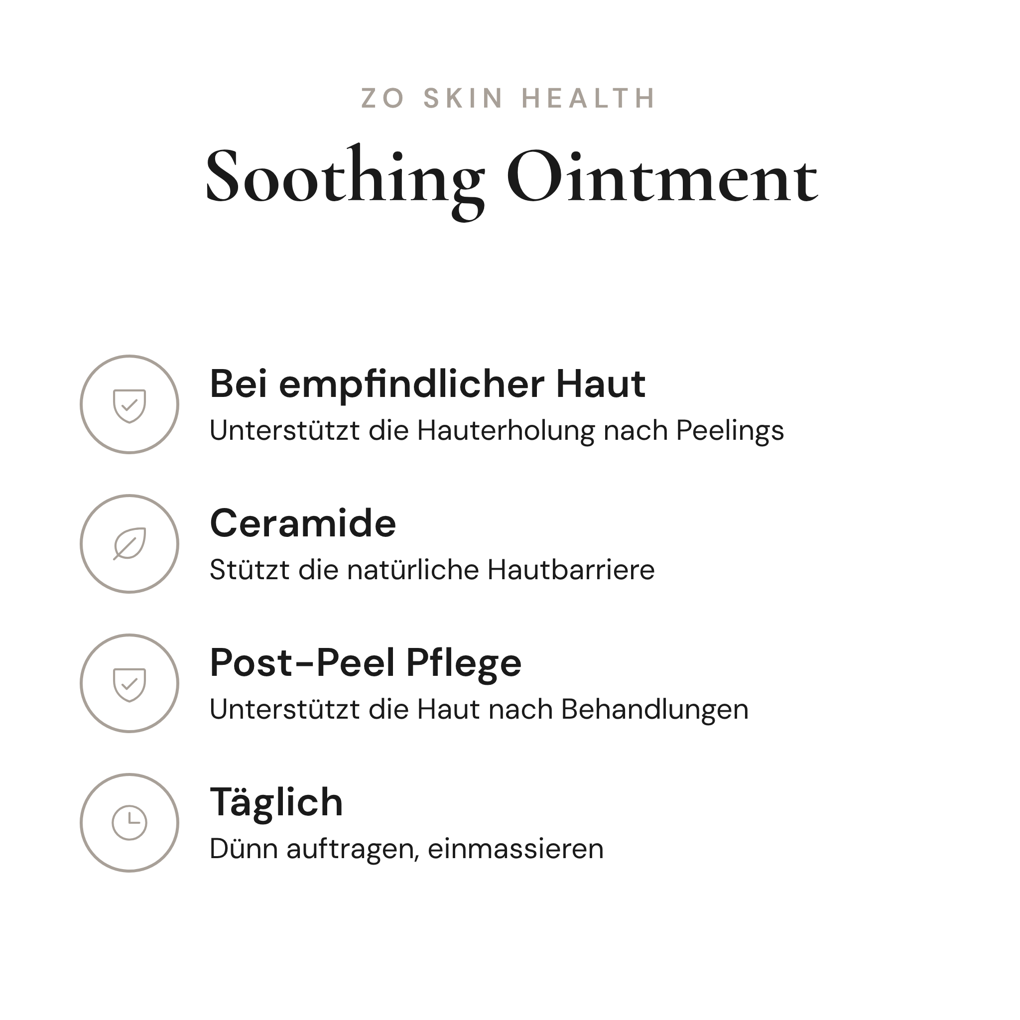 Soothing Ointment - Infografik mit Wirkstoffen und Anwendung | ZO Skin Health