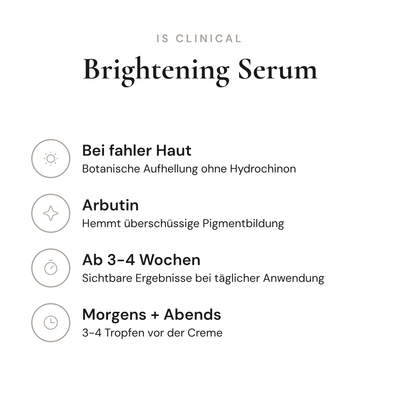 Brightening Serum - Infografik mit Wirkstoffen und Anwendung | iS Clinical