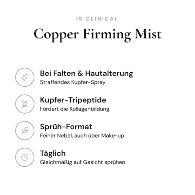 Copper Firming Mist - Infografik mit Wirkstoffen und Anwendung | iS Clinical