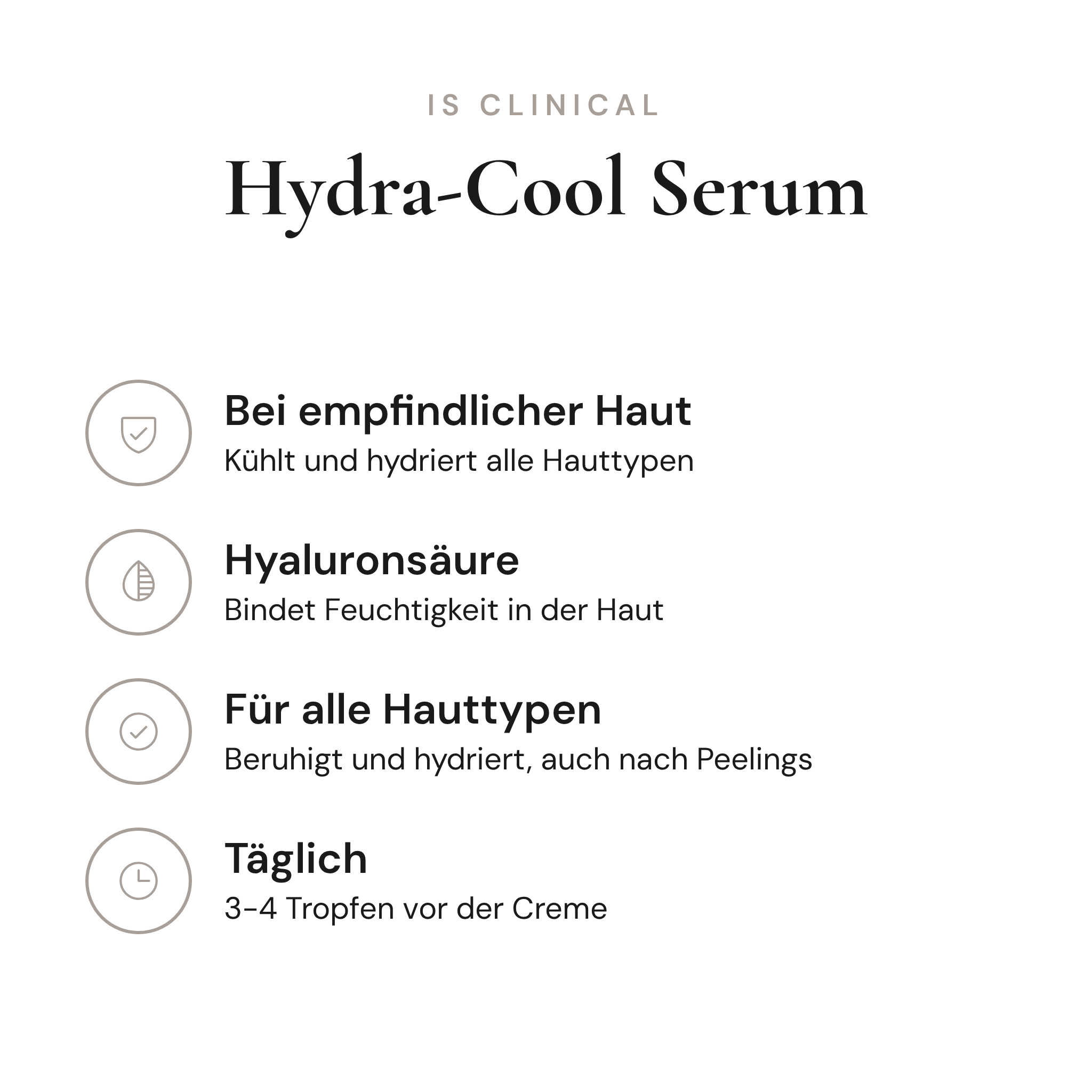 Hydra-Cool Serum - Infografik mit Wirkstoffen und Anwendung | iS Clinical