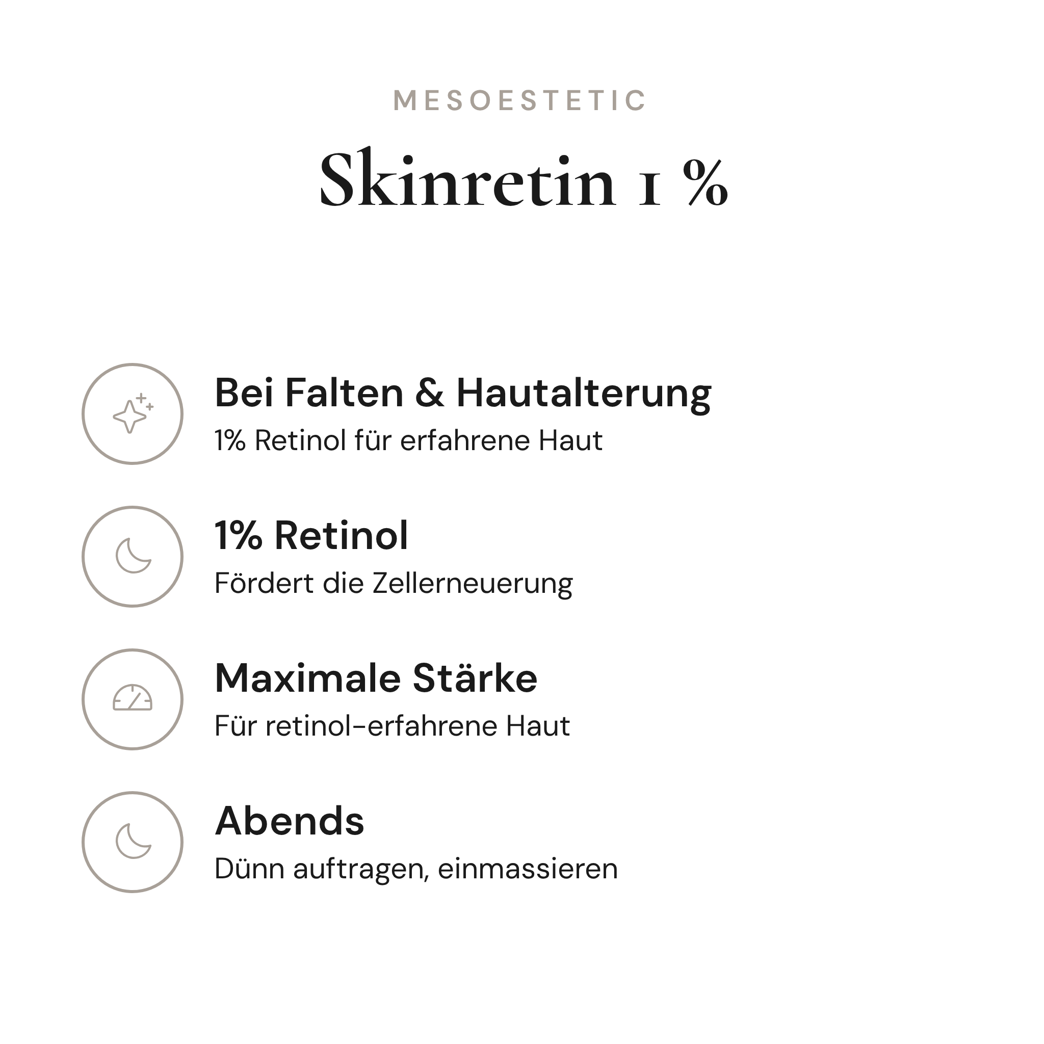 Skinretin 1 % - Infografik mit Wirkstoffen und Anwendung | mesoestetic