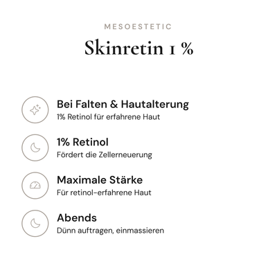 Skinretin 1 % - Infografik mit Wirkstoffen und Anwendung | mesoestetic