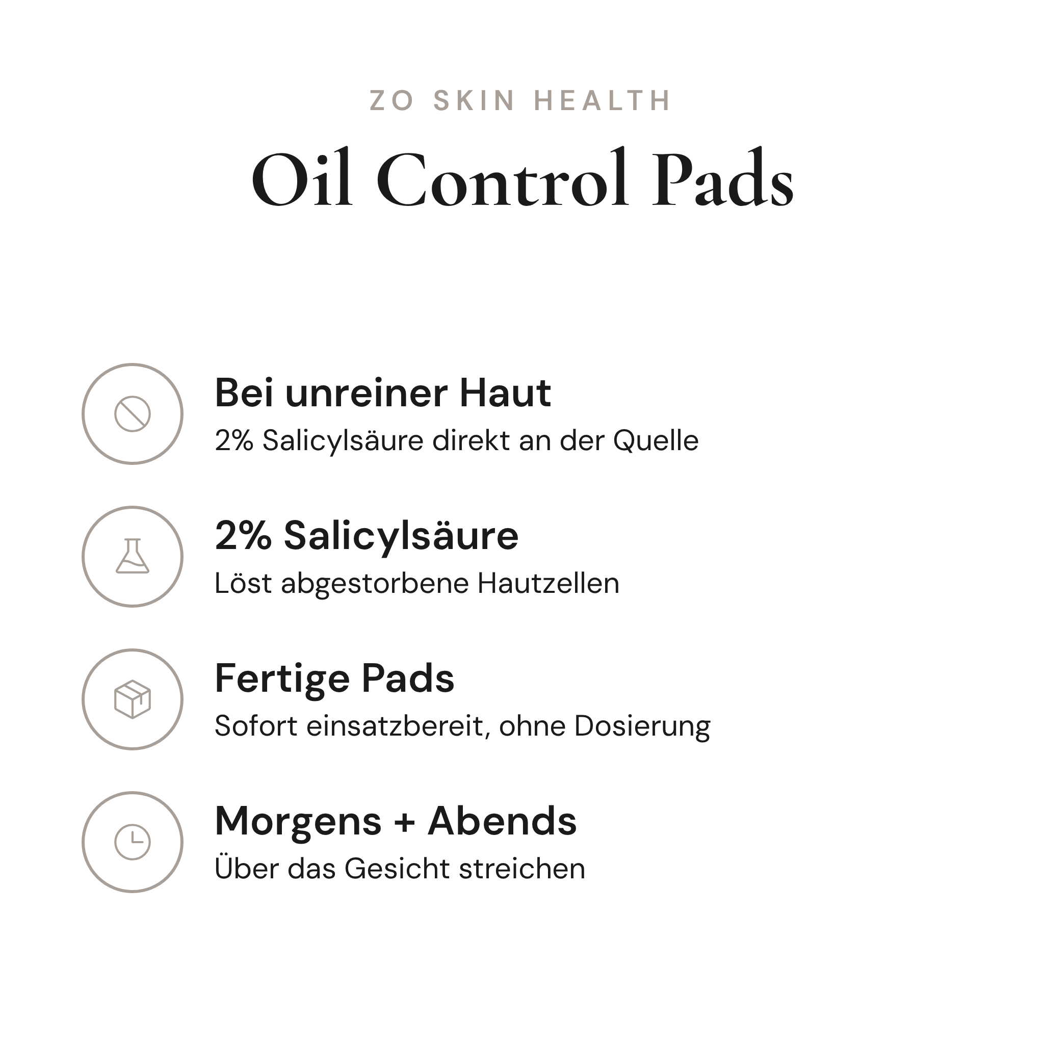 Oil Control Pads - Infografik mit Wirkstoffen und Anwendung | ZO Skin Health