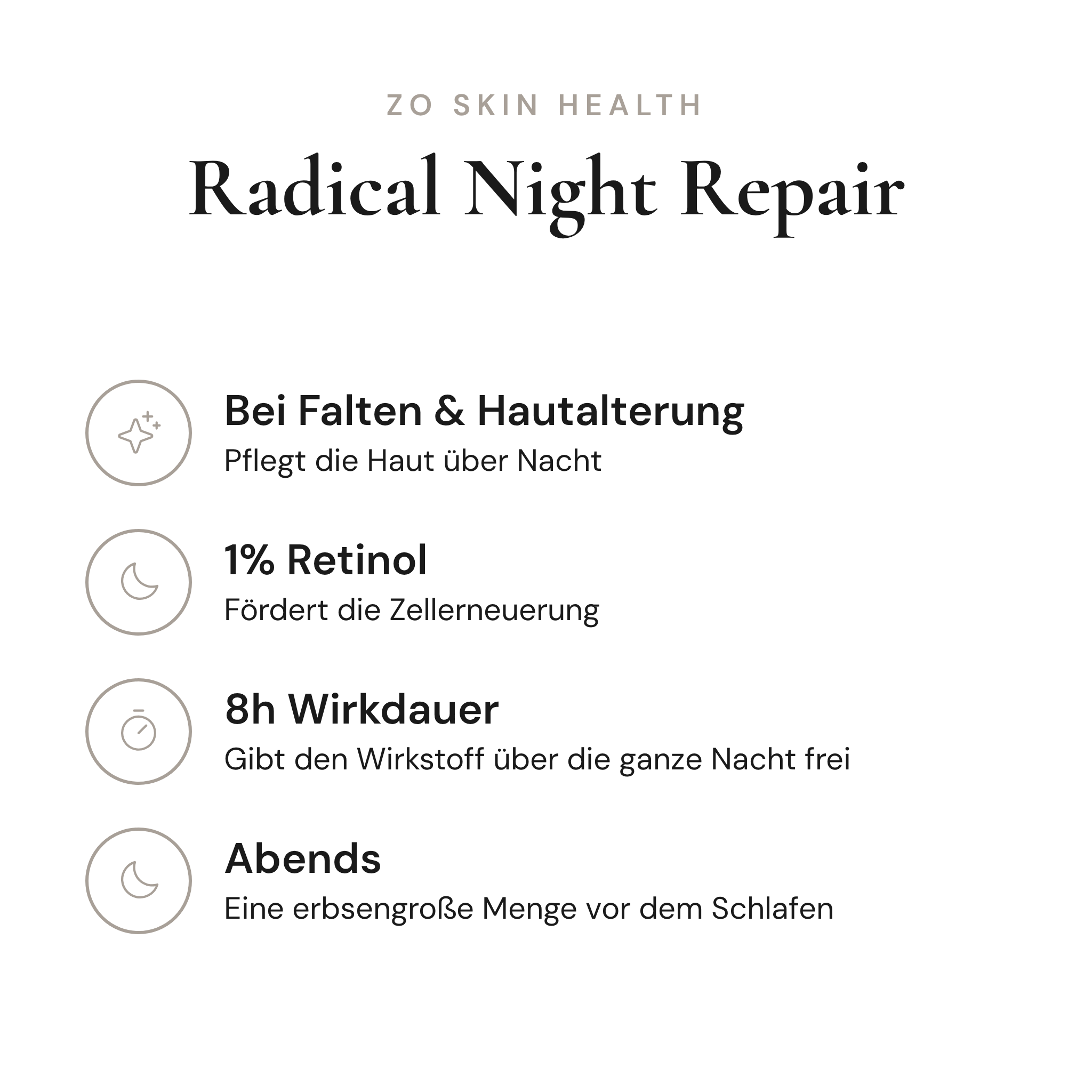 Radical Night Repair - Infografik mit Wirkstoffen und Anwendung | ZO Skin Health