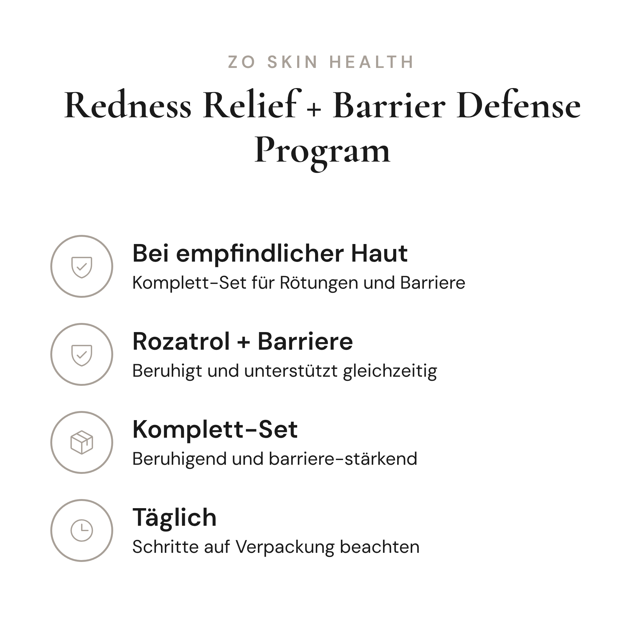 Redness Relief + Barrier Defense Program - Infografik mit Wirkstoffen und Anwendung | ZO Skin Health
