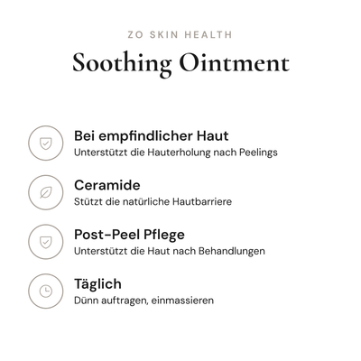 Soothing Ointment - Infografik mit Wirkstoffen und Anwendung | ZO Skin Health